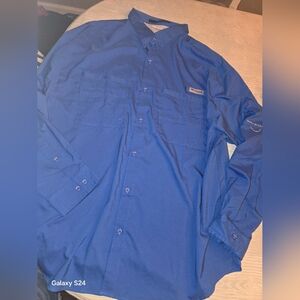 Columbia Men's Casual Blue Button Down Shirt Tamaimi Sz XXL PFG